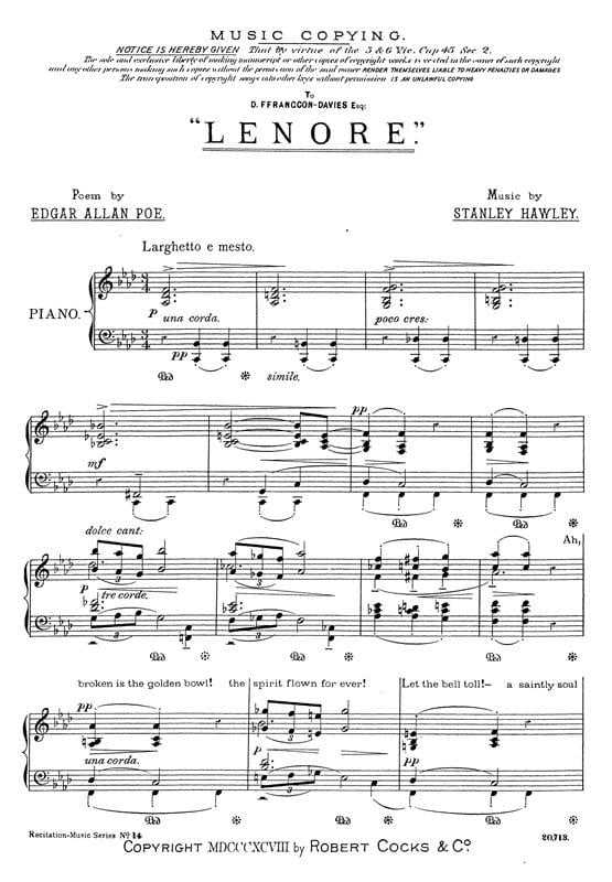 Lenore Recitation Piece No.14 Speaker And Piano